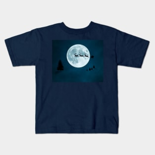 Santas Sleigh in the Moon Kids T-Shirt